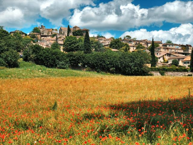 Bruniquel entouré de coquelicots