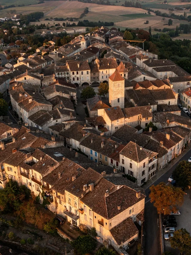 Vue aérienne de Lauzerte